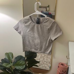 Cropped tan workout top